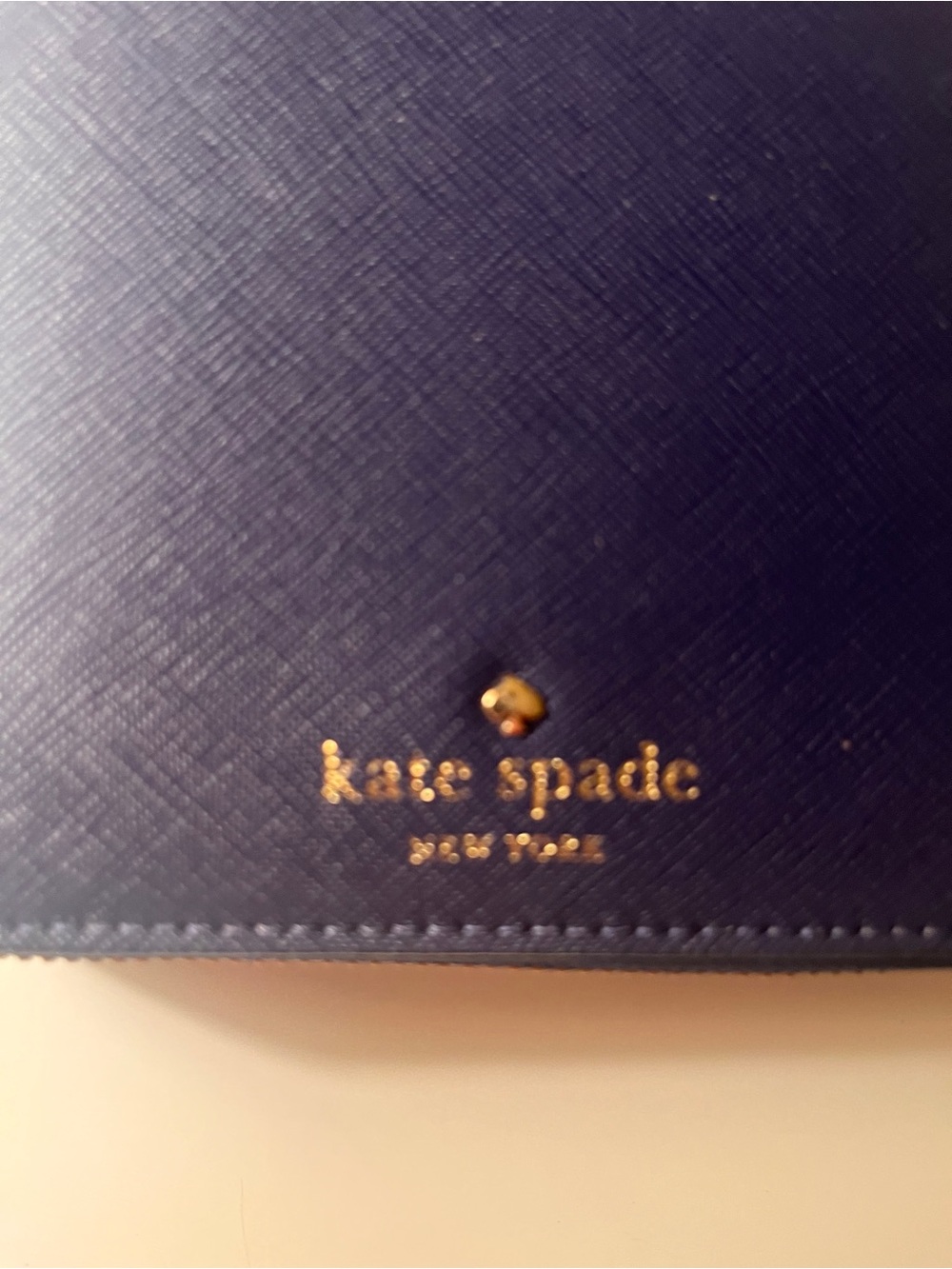 kate spade Navy Leather Zip-Around Card Holder with Gold Hardware - Picture 3 of 13